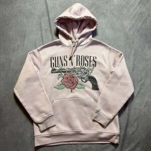 Guns N' Roses Pink Graphic Hoodie XS Rock Band Sweatshirt Rose Revolver Logo